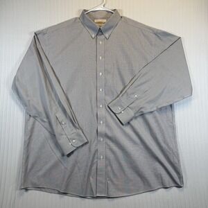 Roundtree & Yorke Gold Label Dress Shirt Men 18 1/2 Big Non-Iron Checked EZ Wash